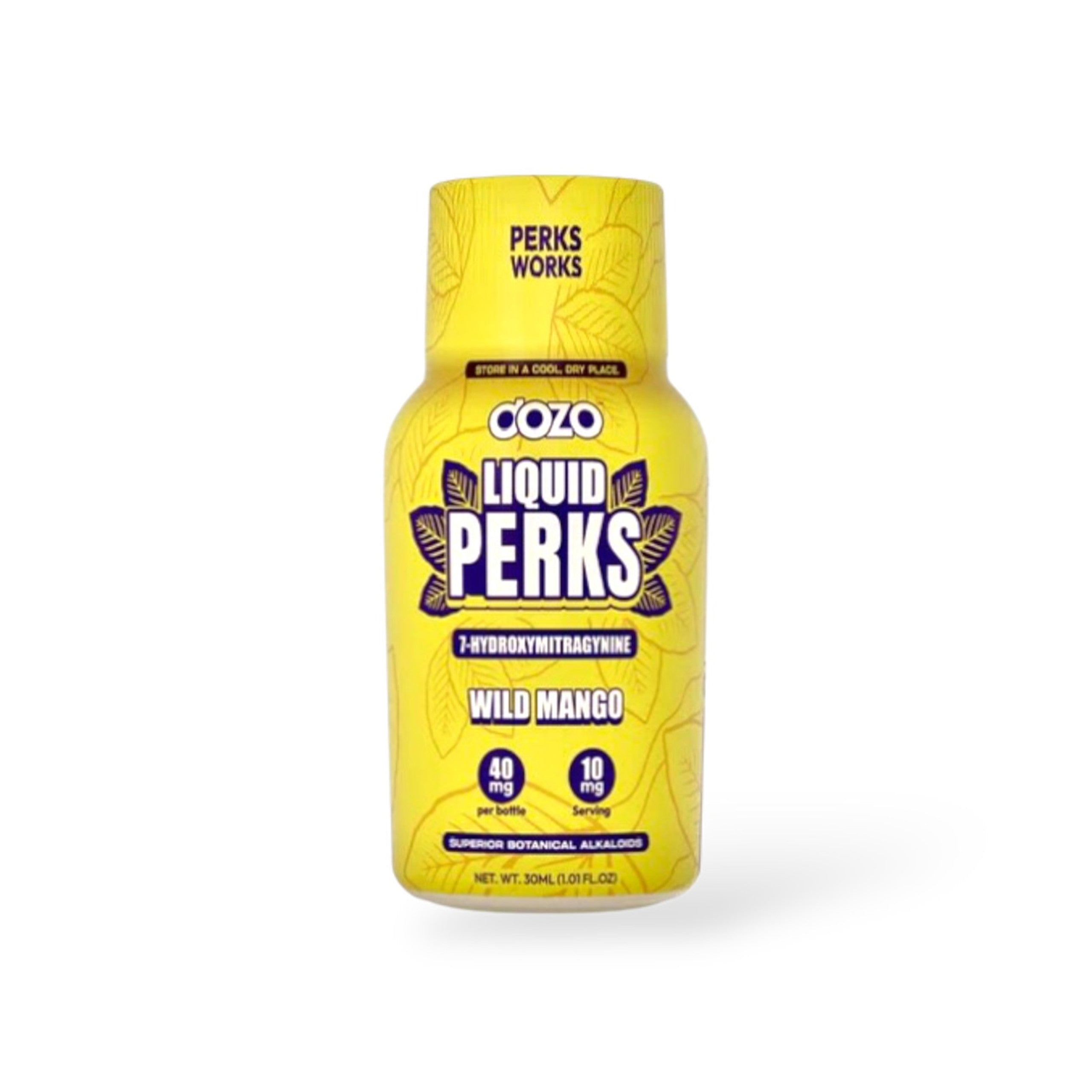 dozo liquid perks 7oh kratom shot wild mango flavor, 40mg