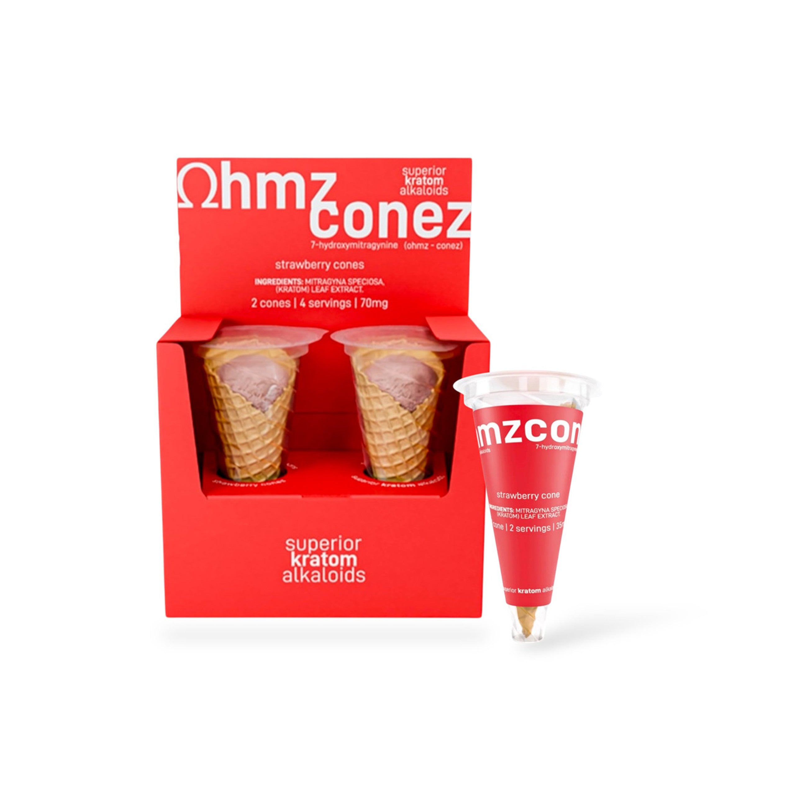 ohmz conez kratom cones strawberry 35mg