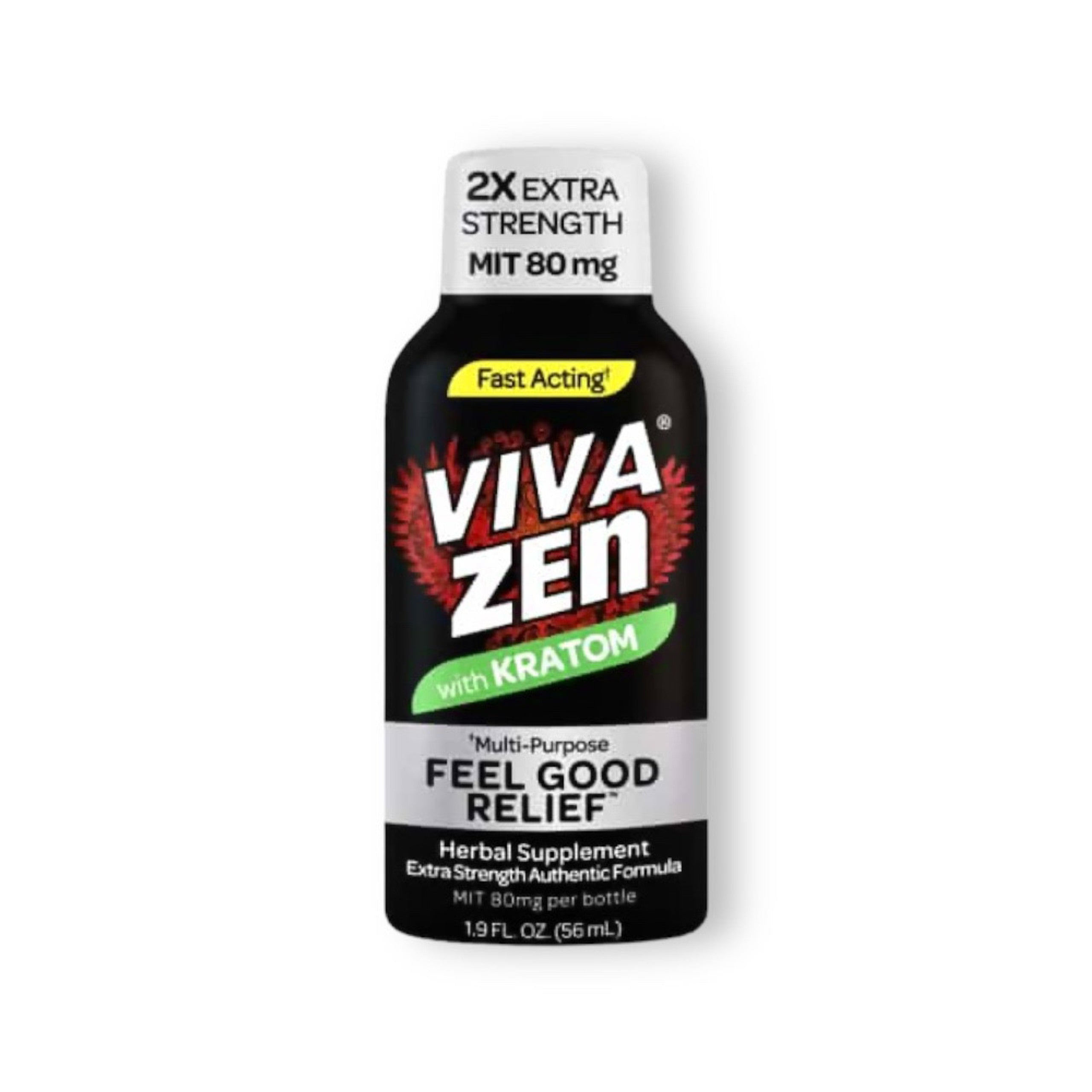 viva zen 2x extra strength kratom shot, 56ml