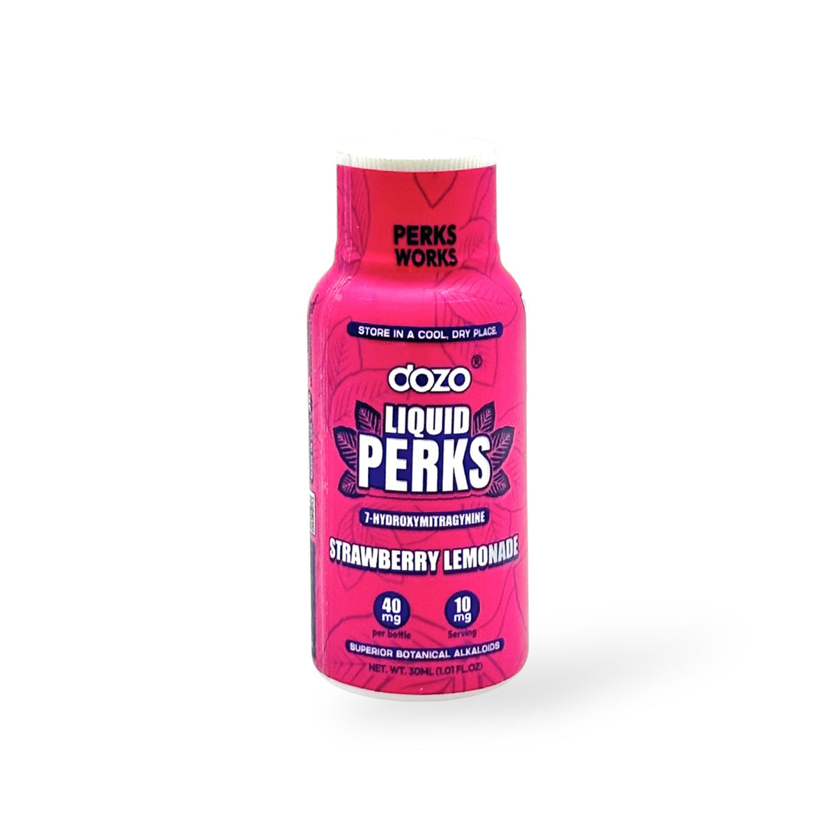 dozo liquid perks kratom shot strawberry lemonade 40mg