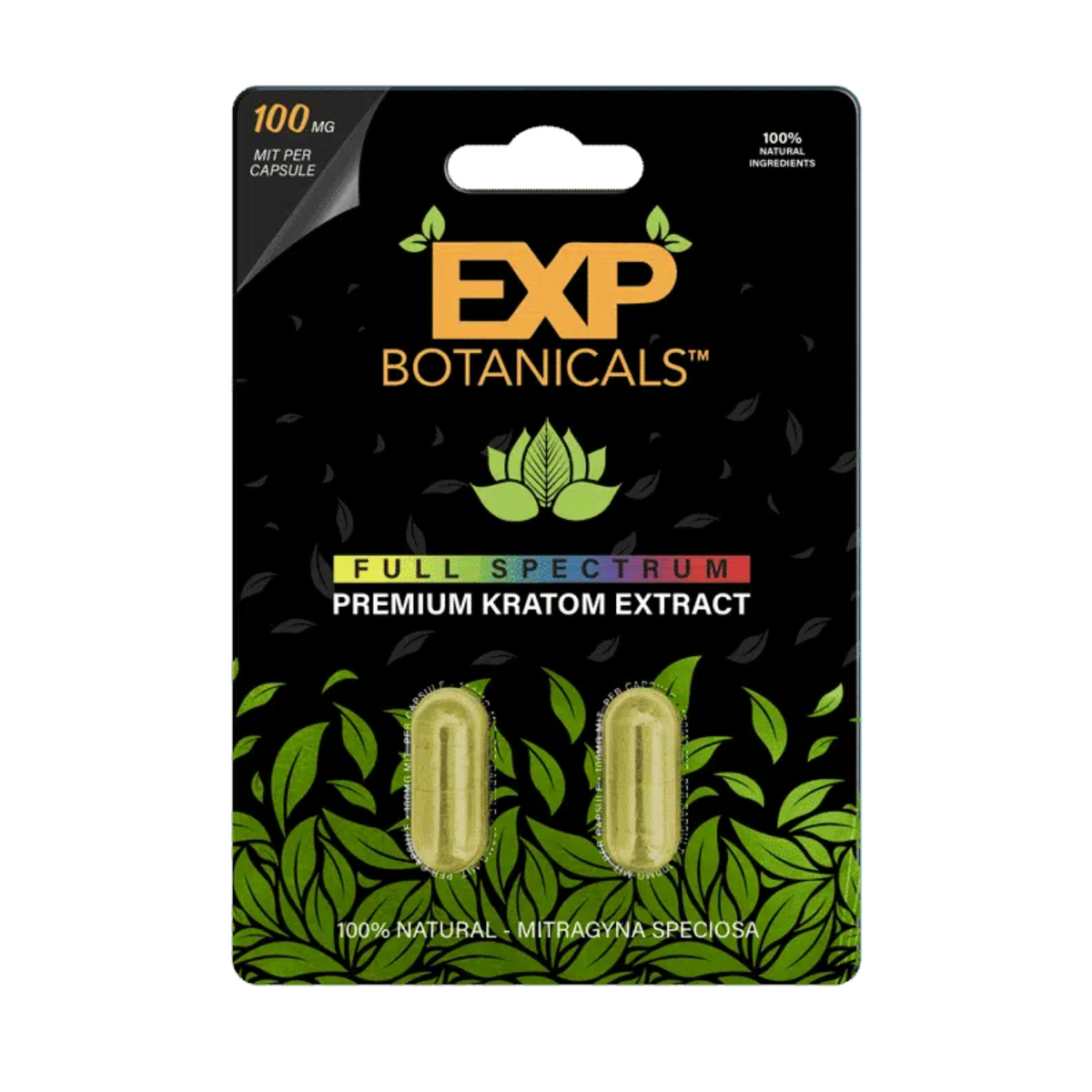 EXP Botanicals Full Spectrum Kratom Extract Capsules 100mg (2 Pack)