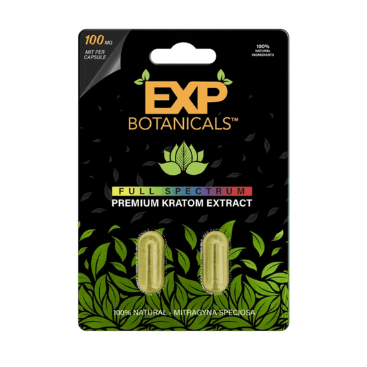EXP Botanicals Full Spectrum Kratom Extract Capsules 100mg (2 Pack)